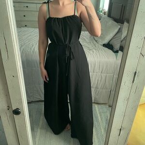 Forever 21 black wide leg jumpsuit with belt